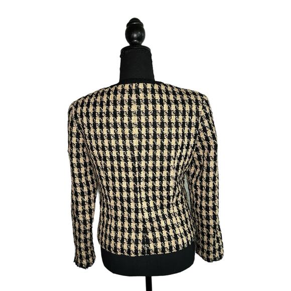 Talbots Black and Brown Houndstooth Wool Blend Skirt Suit, Size 4p, Pre-owned - Picture 4 of 9